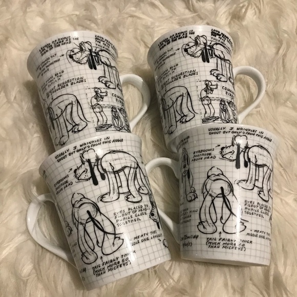 Disney Other - ☕️ Disney Sketch Pluto Mugs Set of 4
